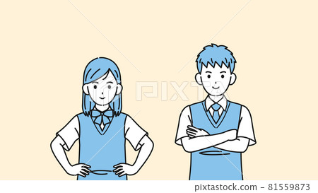 端莊自信的學生初中生高中生初中生男女插畫素材 81559873