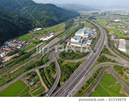 Aerial view near Kawauchi IC on Matsuyama Expressway 81559879