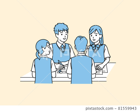 Student group studying with friends Junior high school students High school students Junior high school students Men and women Illustration material 81559943