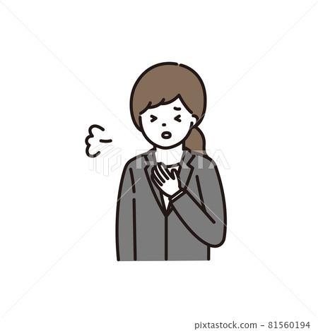 緊張的深吸一口氣的西裝女人 緊張的深吸一口氣的西裝女人 81560194