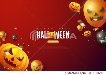 Halloween Pumpkin Red Background Illustration 81560698