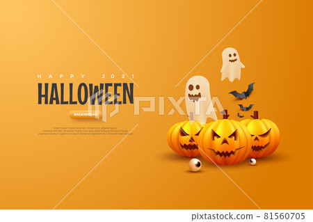 Halloween Pumpkin Orange Background Illustration 81560705