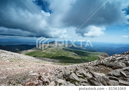 View from summit parking area of Mount Evans, Colorado. 81561069