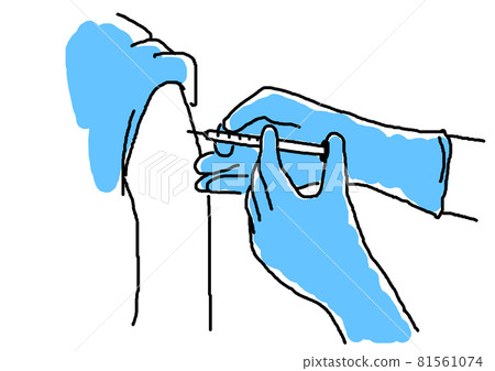 手戴醫用手套並進行注射 81561074