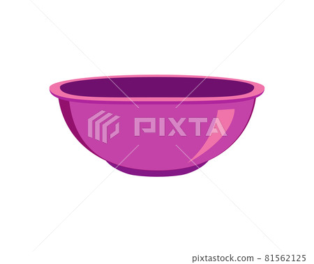 Purple empty plastic or ceramic bowl. Clean dishware for cereal, soup or salad isolated on white background. Vector cartoon illustration Purple empty plastic or ceramic bowl. Clean dishware for cereal, soup or salad isolated on white background. Vector cartoon illustration 81562125