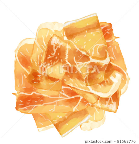 Hand-painted watercolor prosciutto ham illustration square frame / circle filling 81562776