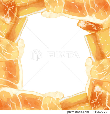 Hand-painted watercolor prosciutto ham illustration square frame / box 81562777