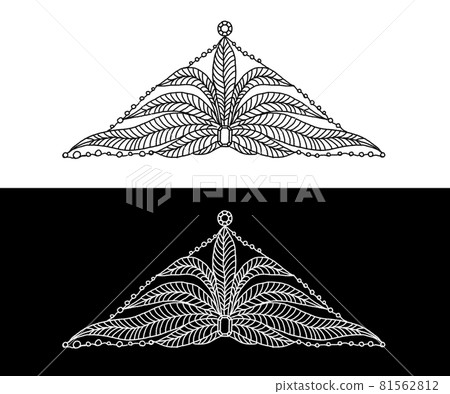 Tiara of Sansevieria and Pearl Hand-drawn line drawing illustration_035 Tiara of Sansevieria and Pearl Hand-drawn line drawing illustration_035 81562812