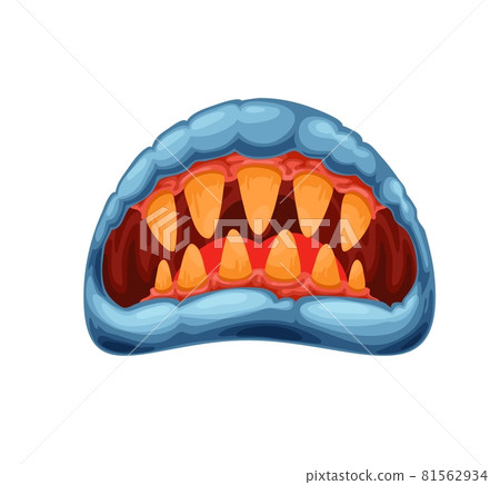 Cartoon monster jaws, mouth and old yellow teeth Cartoon monster jaws, mouth and old yellow teeth 81562934