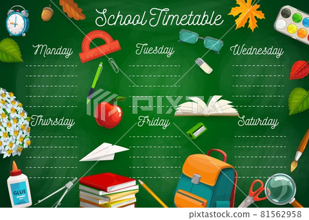 Education timetable school stationery, schoolbag 81562958