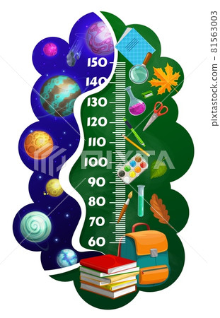 Kids height chart ruler, cartoon space planets 81563003