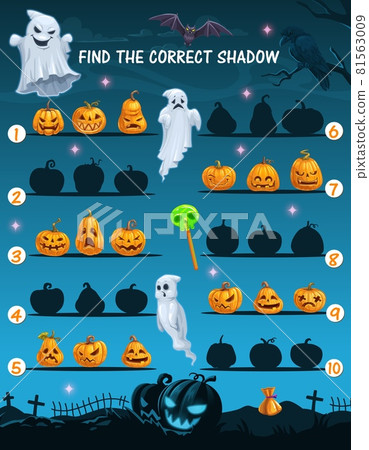 Halloween find correct shadow kids game worksheet 81563009