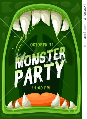 Halloween monster party poster with zombie mouth Halloween monster party poster with zombie mouth 81563021