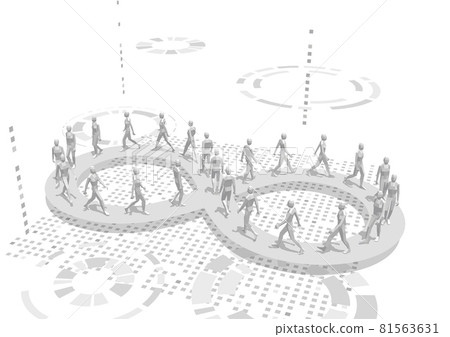 People who keep walking on the infinity mark forever Monotone vector side 81563631