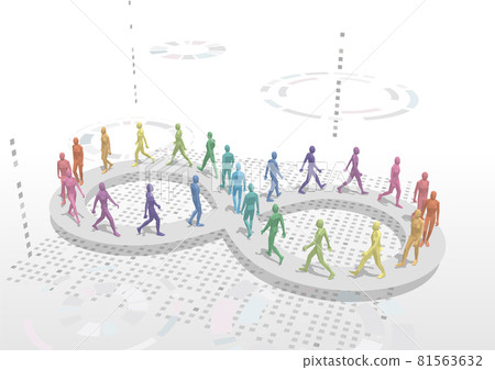 People who keep walking on the infinity mark forever, next to Vector 81563632