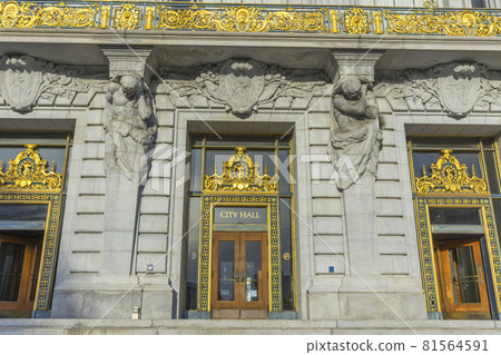 The beautiful architecture of City Hall with blue sky in San Francisco,CA. The beautiful architecture of City Hall with blue sky in San Francisco,CA. 81564591
