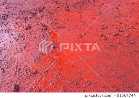 Close-up of red water polluted with iron ore waste 81564744