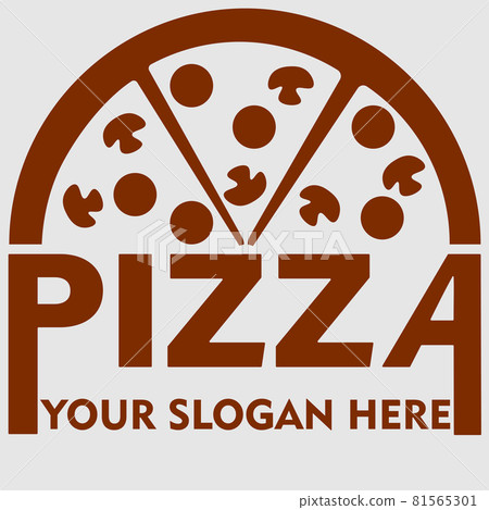 abstract pizza logo for packaging or menu with mushrooms, tomatoes and sausages abstract pizza logo for packaging or menu with mushrooms, tomatoes and sausages 81565301
