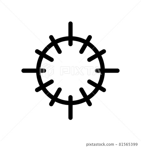 Target aim icon, archer sports game symbol. Game aiming sight dot pointer. Shoot sniper rifle focus cursor. Bullseye mark targeting. Isolated vector illustration 81565399