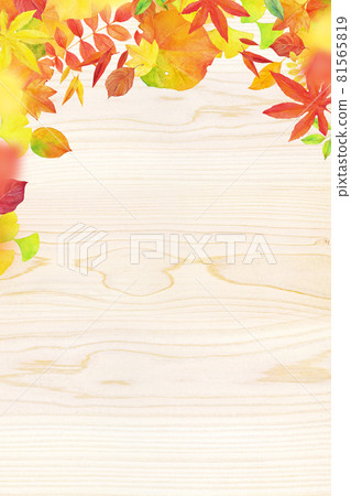 Autumn leaves wood grain watercolor illustration background material Autumn leaves wood grain watercolor illustration background material 81565819