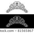 Tiara with heart, pearl and plant decoration Hand-drawn line drawing illustration_036 81565867