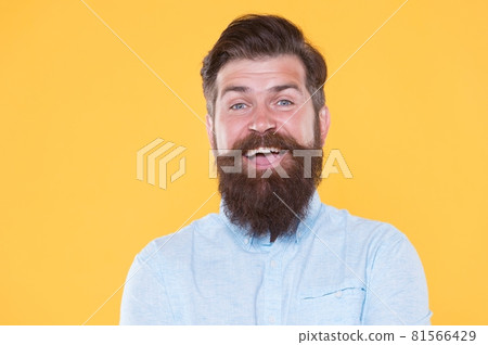 pleasant smile. mature barber master. barbershop pleasant smile. mature barber master. barbershop 81566429