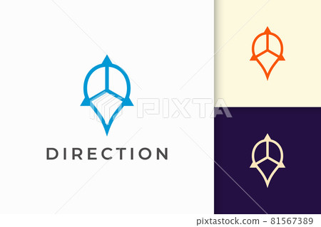 Pin logo or marker in simple line and modern shape represent map or position 81567389