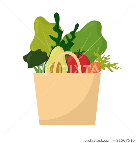 Paper bag with vegetables and fruits. 81567510