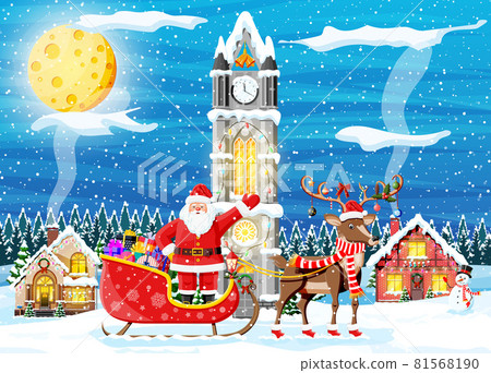 Village Covered Snow. 81568190