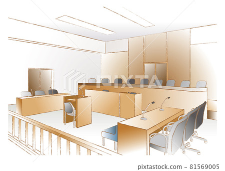 Vector illustration of court. Make a trial. 81569005
