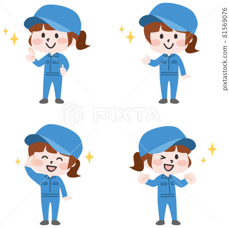 具有各種面部表情的雙頭 body_workers 81569076