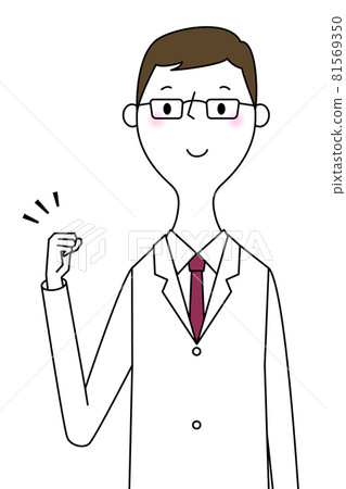 Male in white coat playing guts pose Male in white coat playing guts pose 81569350