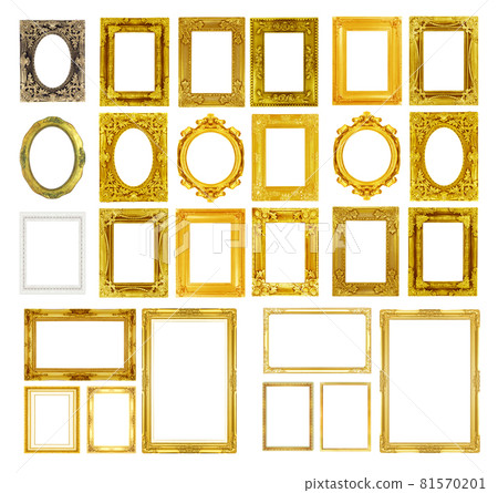The antique gold frame isolated on the white background. The antique gold frame isolated on the white background. 81570201