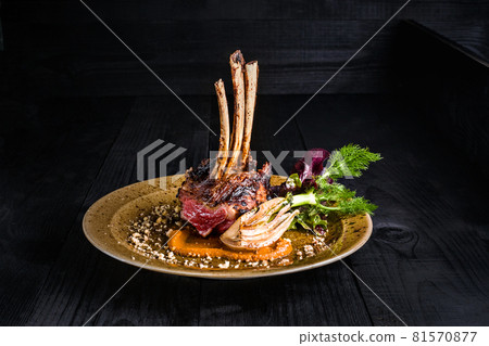 Gourmet Main Entree Course Grilled rack of lamb 81570877