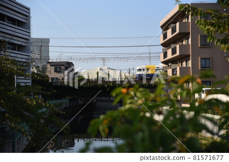 火車穿過街道 81571677