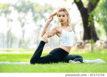 asian yoga girl Stock Photo