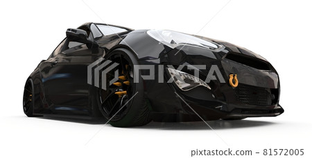 Black small sports car coupe. 3d rendering. 81572005
