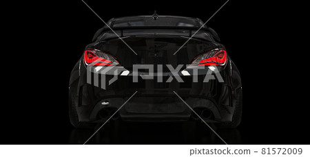 Black sports car coupe on a black background. 3d rendering. 81572009