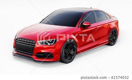 Super fast sports car color red metallic on a white background. Body shape sedan. Tuning is a version of an ordinary family car. 3d rendering. Super fast sports car color red metallic on a white background. Body shape sedan. Tuning is a version of an ordinary family car. 3d rendering. 81574032