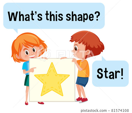 Kids holding star shape banner with What's this shape font Kids holding star shape banner with What's this shape font 81574108