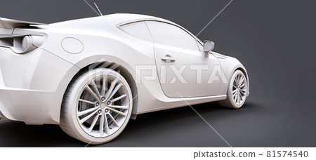 Model sports compact car made of matte plastic. City car coupe. Youth sports car. 3d illustration. Model sports compact car made of matte plastic. City car coupe. Youth sports car. 3d illustration. 81574540