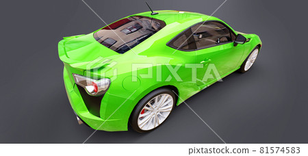 Green small sports car coupe. 3d rendering. 81574583
