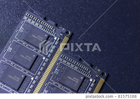 black pc memory universal dark cloesup background with selective focus 81575108