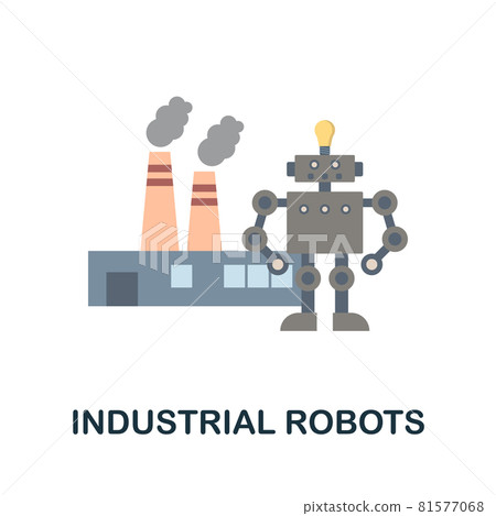 Industrial Robots flat icon. Colored sign from robotics engineering collection. Creative Industrial Robots icon illustration for web design, infographics and more Industrial Robots flat icon. Colored sign from robotics engineering collection. Creative Industrial Robots icon illustration for web design, infographics and more 81577068