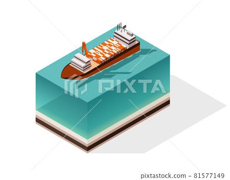 Isometric container cargo ship. Delivery on... - Stock Illustration ...