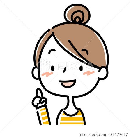 Woman with a bun pointing her finger 81577617