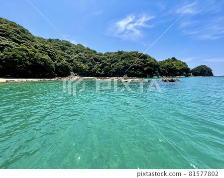 夏日的天空和清澈的翡翠綠海 夏日的天空和清澈的翡翠綠海 81577802