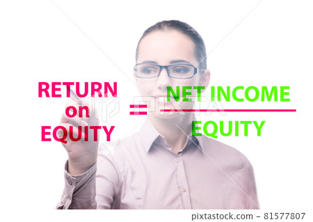 Businesswoman in return on equity concept Businesswoman in return on equity concept 81577807