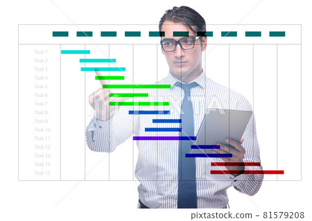 Businessman in project management concept 81579208