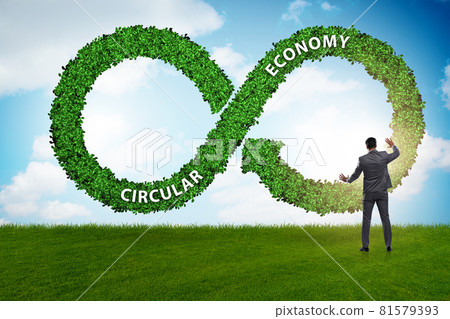 Concept of circular economy with businessman 81579393